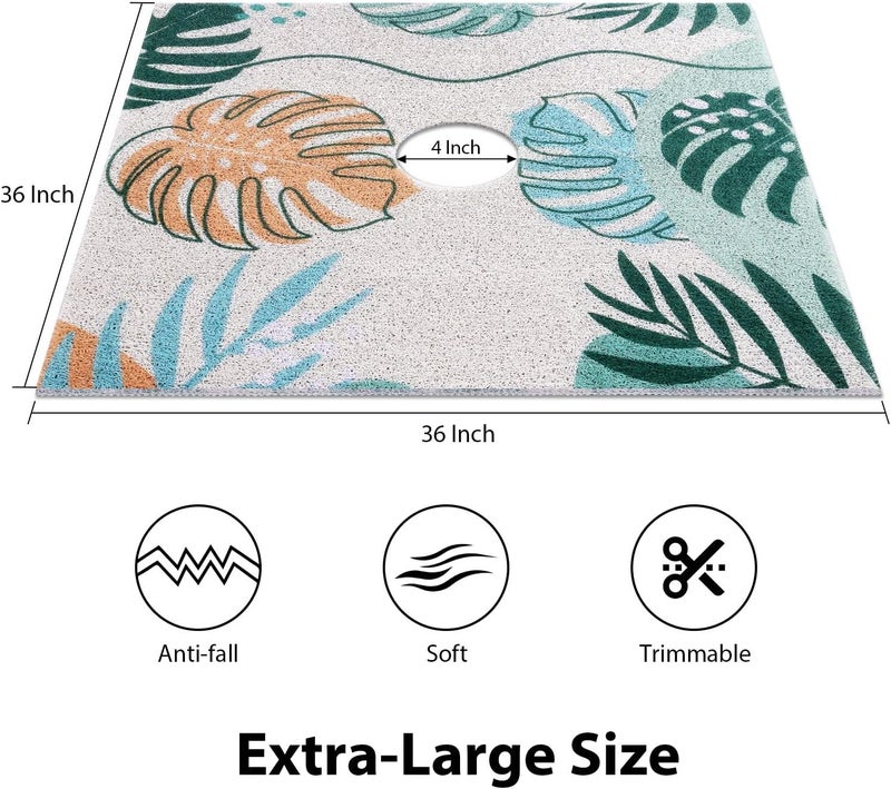Yonala Extra Large Square Shower Mat, 36 x 36 Inch Stylish Non Slip Shower Mats for Inside Shower with Drain Hole in Middle, Soft Trimmable PVC Loofah Anti Slip Shower Mat, Quick Drying - Image 2